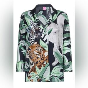 ✨ Franco Ferrari Italian Silk Jungle Print Light Long Sleeve Jacket– NWT ✨